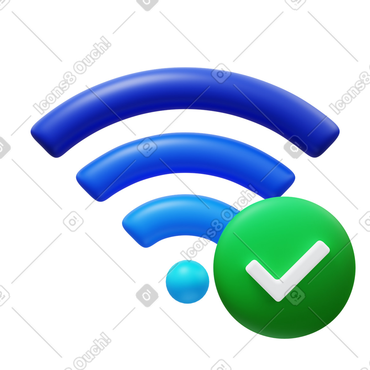 Wlan verbunden-Illustration im 3D Fluency-Stil als Download in PNG, SVG