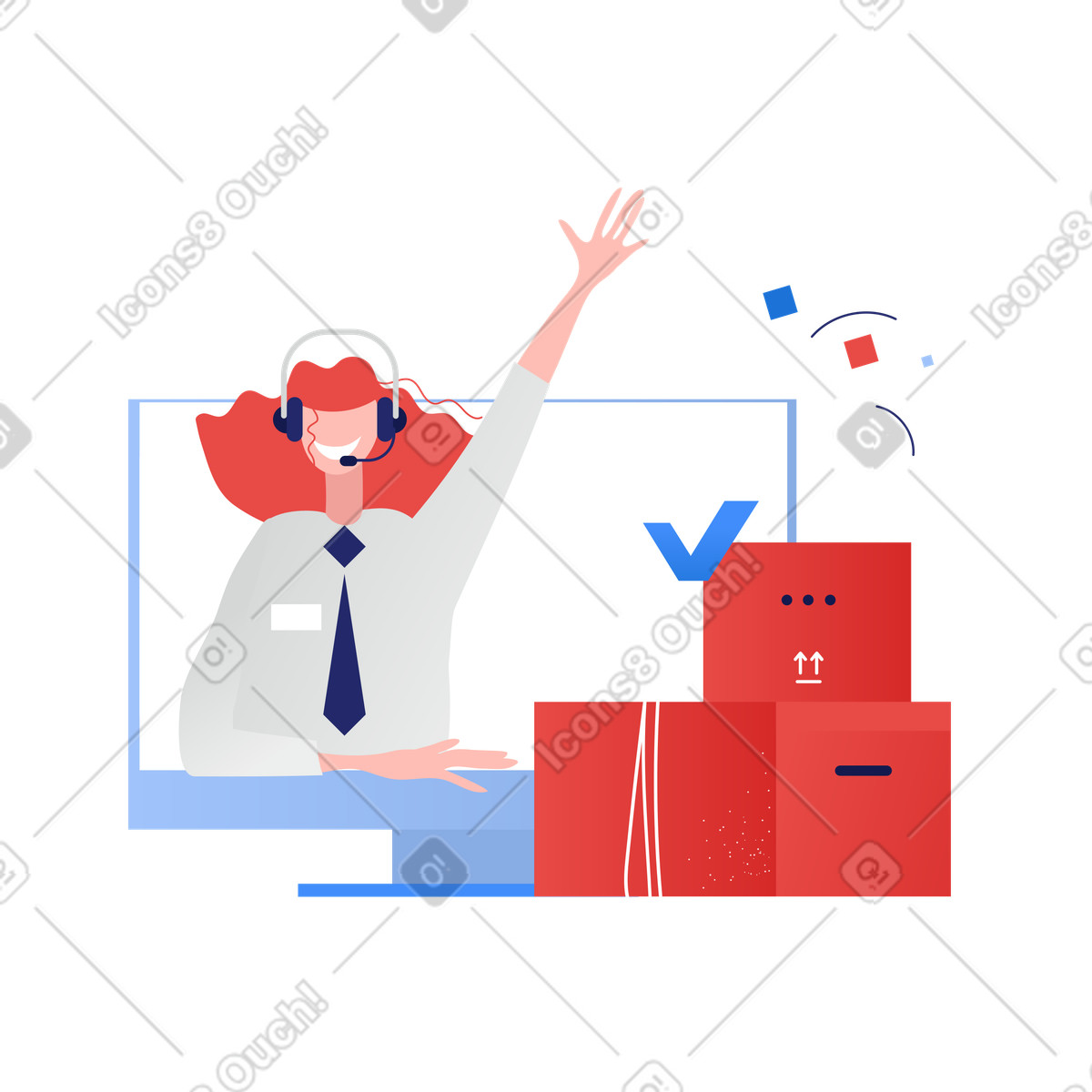 Digitale logistik mit support-spezialisten, die lieferung überwachen-Illustration im Clip-Stil als Download in PNG, SVG