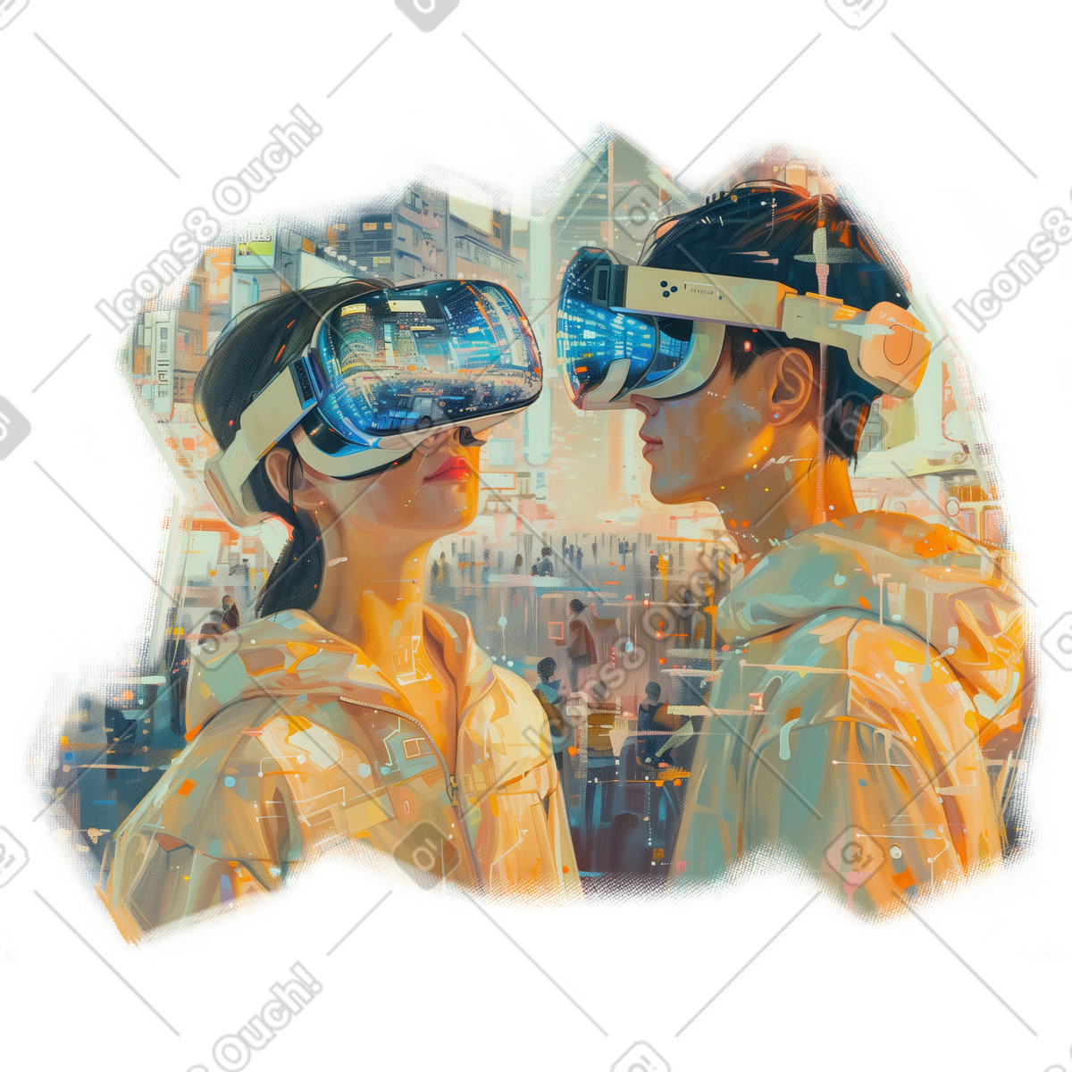 Иллюстрация Картина маслом пары в очках vr стиле Pictorial — скачать форматах PNG, SVG
