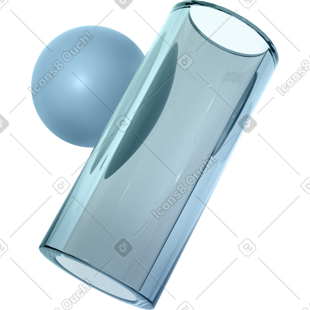 Glass tube and monochrome sphere illustrazione in stile 3D Glassy scarica in PNG, SVG