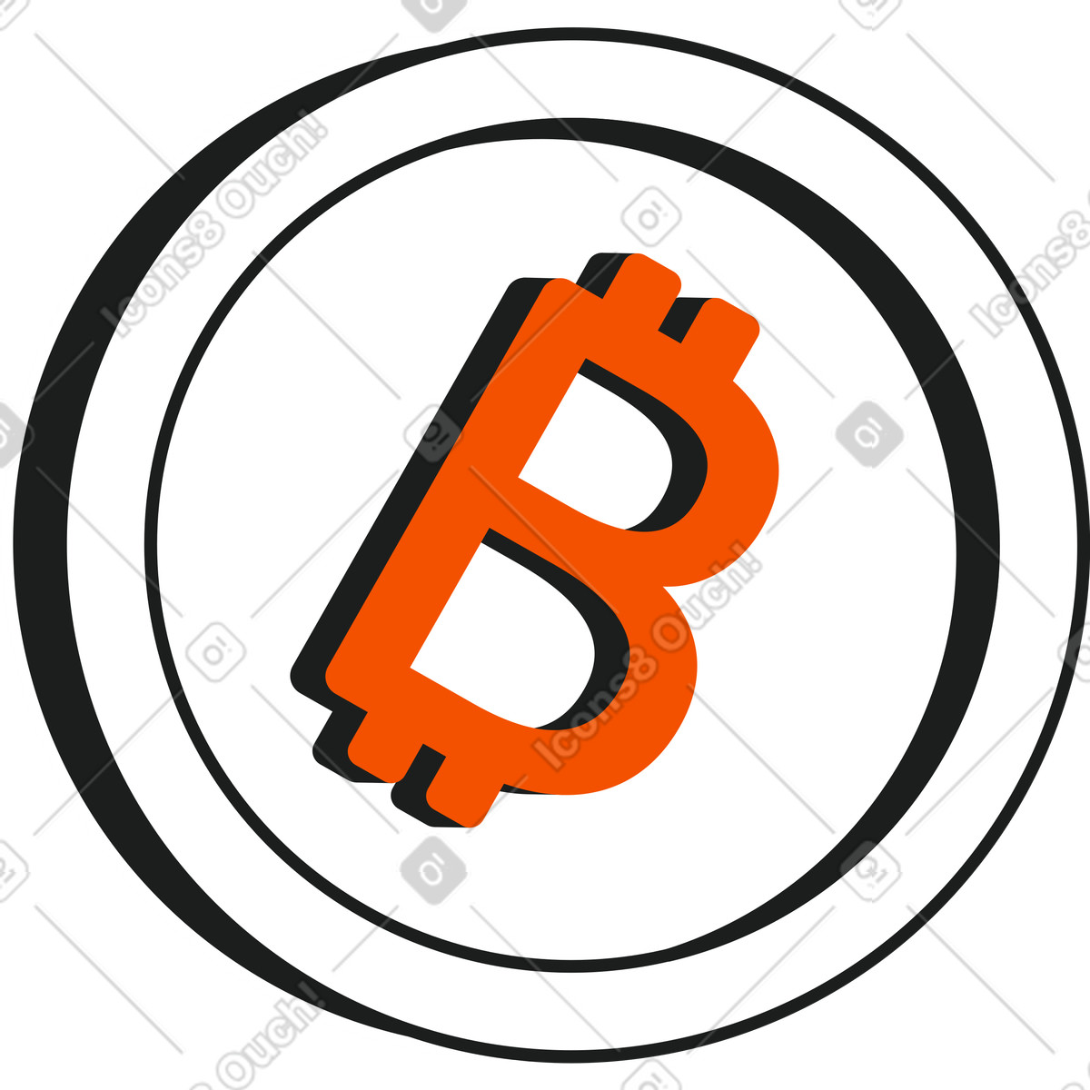Illustration Bitcoin dans le style Strict à télécharger aux formats PNG, SVG