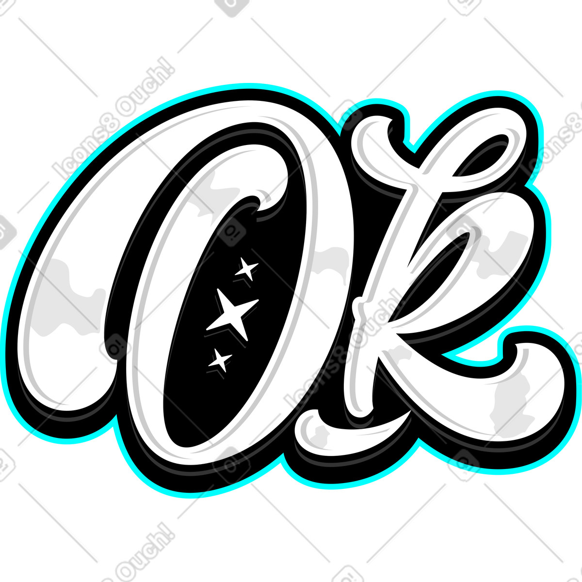 Иллюстрация Надпись ok с теневым текстом в стиле Lettering — скачать в форматах PNG, SVG
