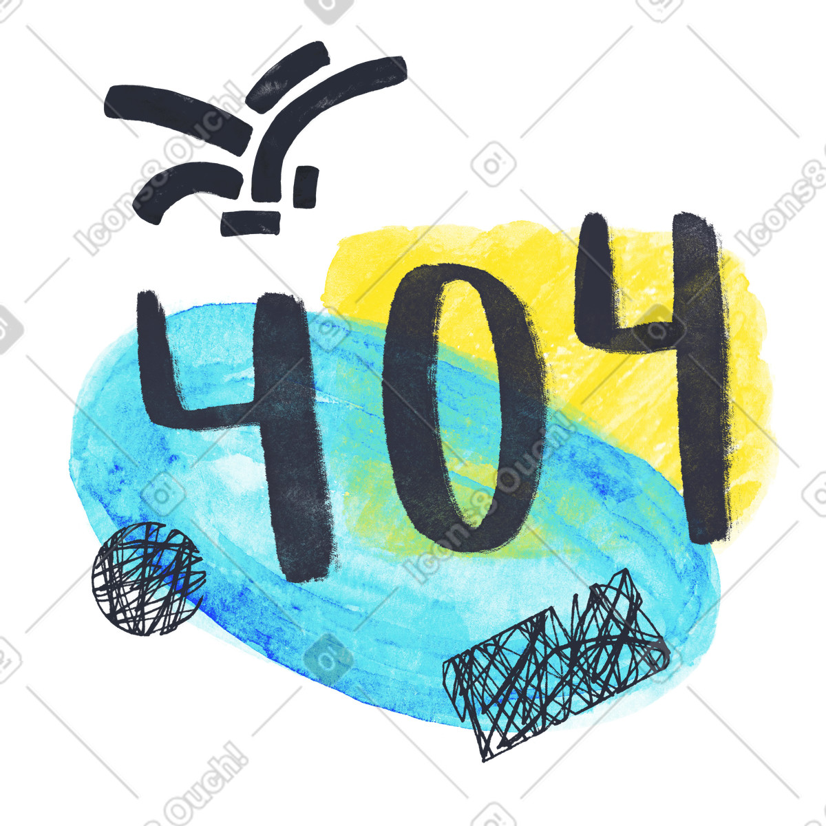Ilustración Numers 404 as page not found en estilo Inky a descargar en PNG y SVG