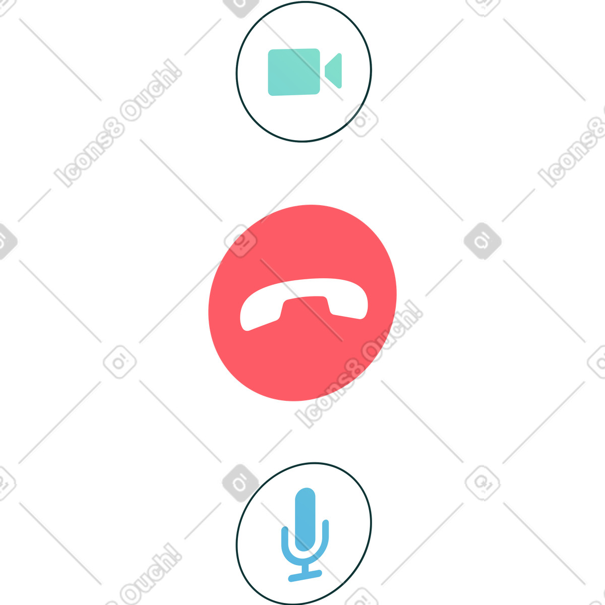 Video call buttons in perspective illustration Florid style download PNG, SVG