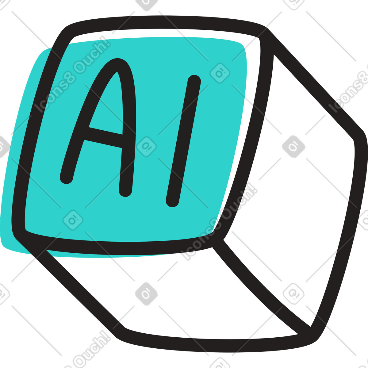 Иллюстрация Значок куба с буквами ai в стиле Little — скачать в форматах PNG, SVG