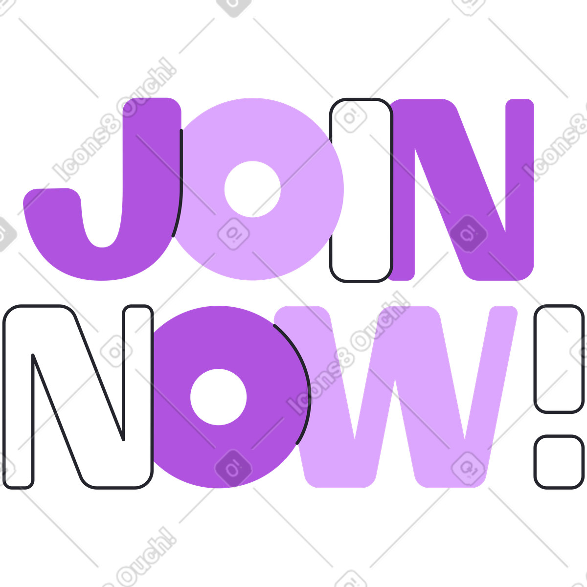Illustration Lettrage rejoindre maintenant! texte dans le style Grapy à télécharger aux formats PNG, SVG
