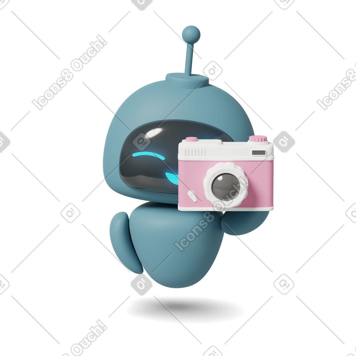 3D Casual life スタイルの Chatgpt robot holding camera のイラストをPNG、SVG形式でダウンロード