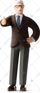 엄지손가락을 포기 하는 고전적인 양복과 안경에 오래 된 사업가 PNG, SVG