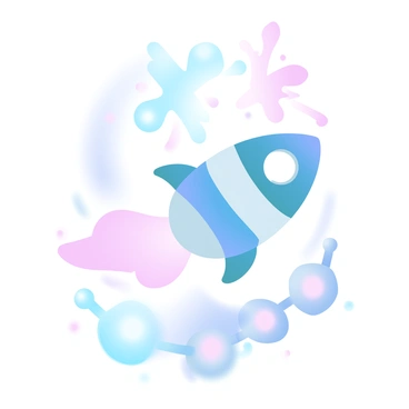 A depiction of an enzyme depicted as a vibrant, dynamic structure, resembling a rocket. This enzyme is positioned above a series of colorful chemical reactants, which are staging below, ready for transformation. A motion blur effect is visible around the enzyme, illustrating rapid movement and energy. The background is filled with a gradient of pastel colors, conveying a sense of excitement and progression, reminiscent of a rocket launch. Above the enzyme, a visual representation of a chemical reaction is unfolding, with arrows indicating the direction of the process, and vibrant bursts of color symbolizing the energy released.