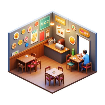 A coffee shop with walls featuring a variety of "free illustrations" created by "local artists." The shop has a warm and inviting atmosphere. There are tables made of dark wood, surrounded by mismatched chairs in different styles. A large counter displays an array of "freshly baked pastries" and a coffee machine. The lighting is soft, with pendant lights hanging above the tables. Customers are seen enjoying their drinks while engaging in conversation. "Artistic murals" adorn the walls, showcasing different styles and colors that create a vibrant environment.
