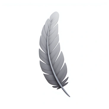 A single bird feather with every barb and vane meticulously drawn