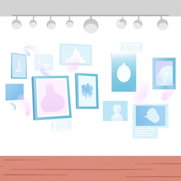 A gallery display showcasing various artistic interpretations of tonsils.