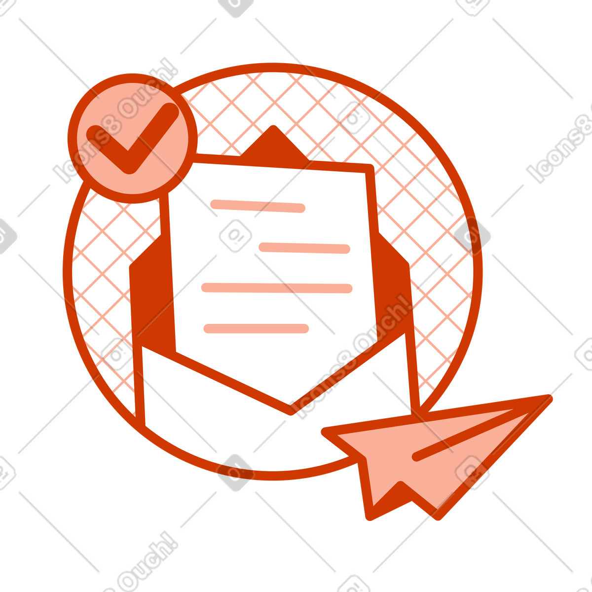 Ilustración Envío de carta en sobre y avión papel estilo Natty a descargar PNG SVG