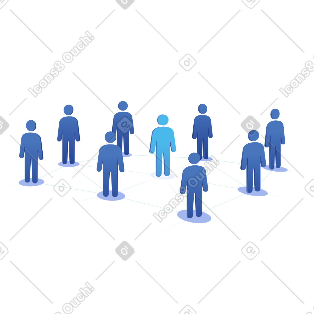 Gruppo di persone con un individuo evidenziato, stakeholder chiave all'interno di un team aziendale illustration in PNG, SVG