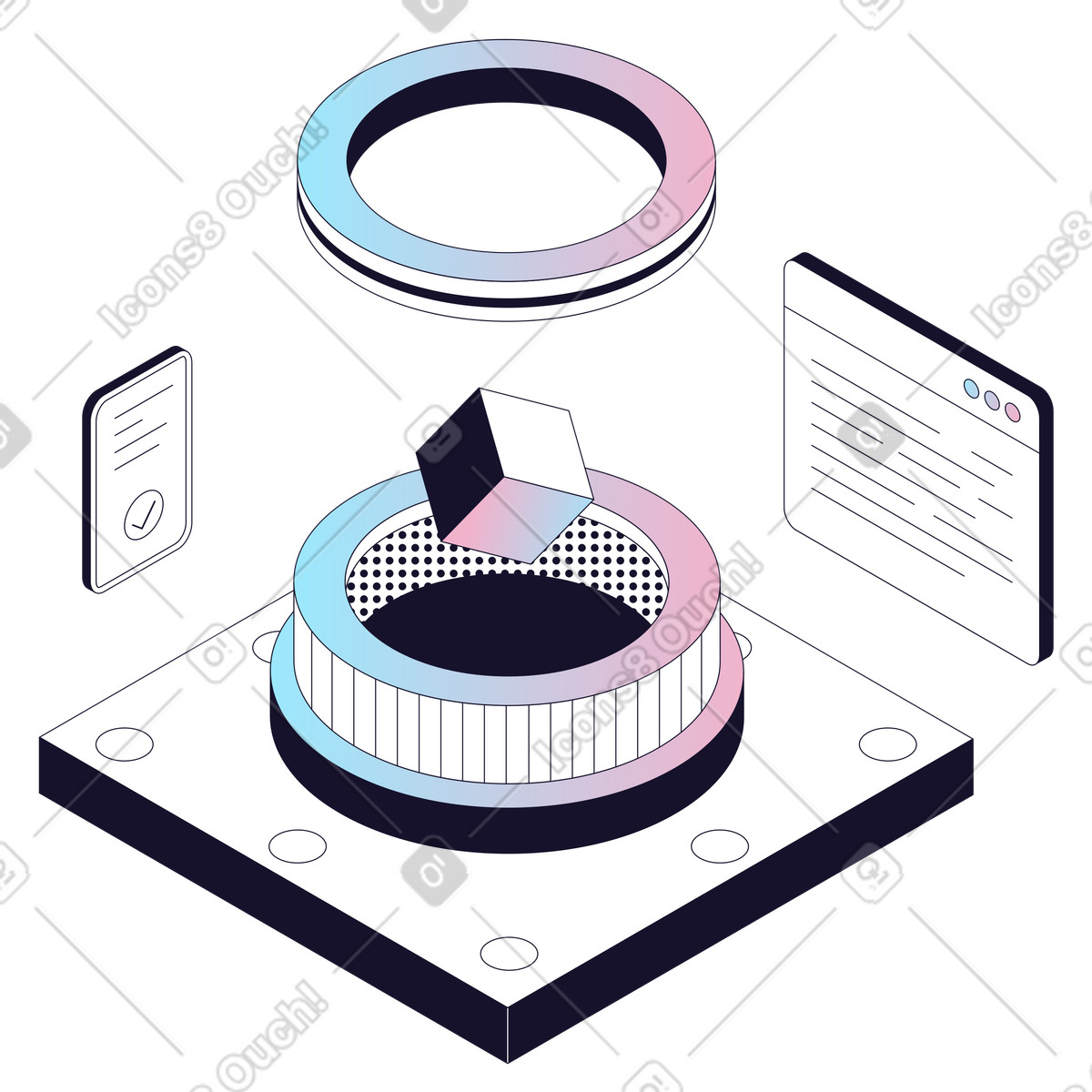 Sistema di gestione dei contenuti, piattaforma di elaborazione dati illustrazione in stile Node scarica in PNG, SVG