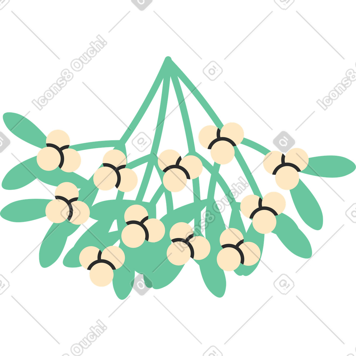 Illustration Green mistletoe bushes dans le style Marginalia à télécharger aux formats PNG, SVG