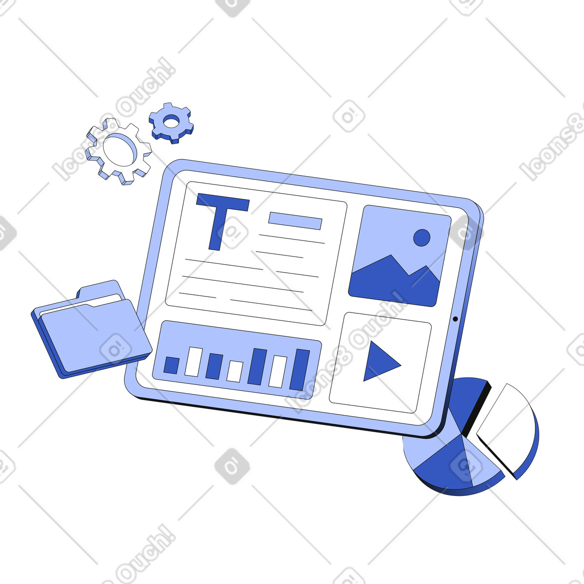 Social media and content creation illustration in PNG, SVG