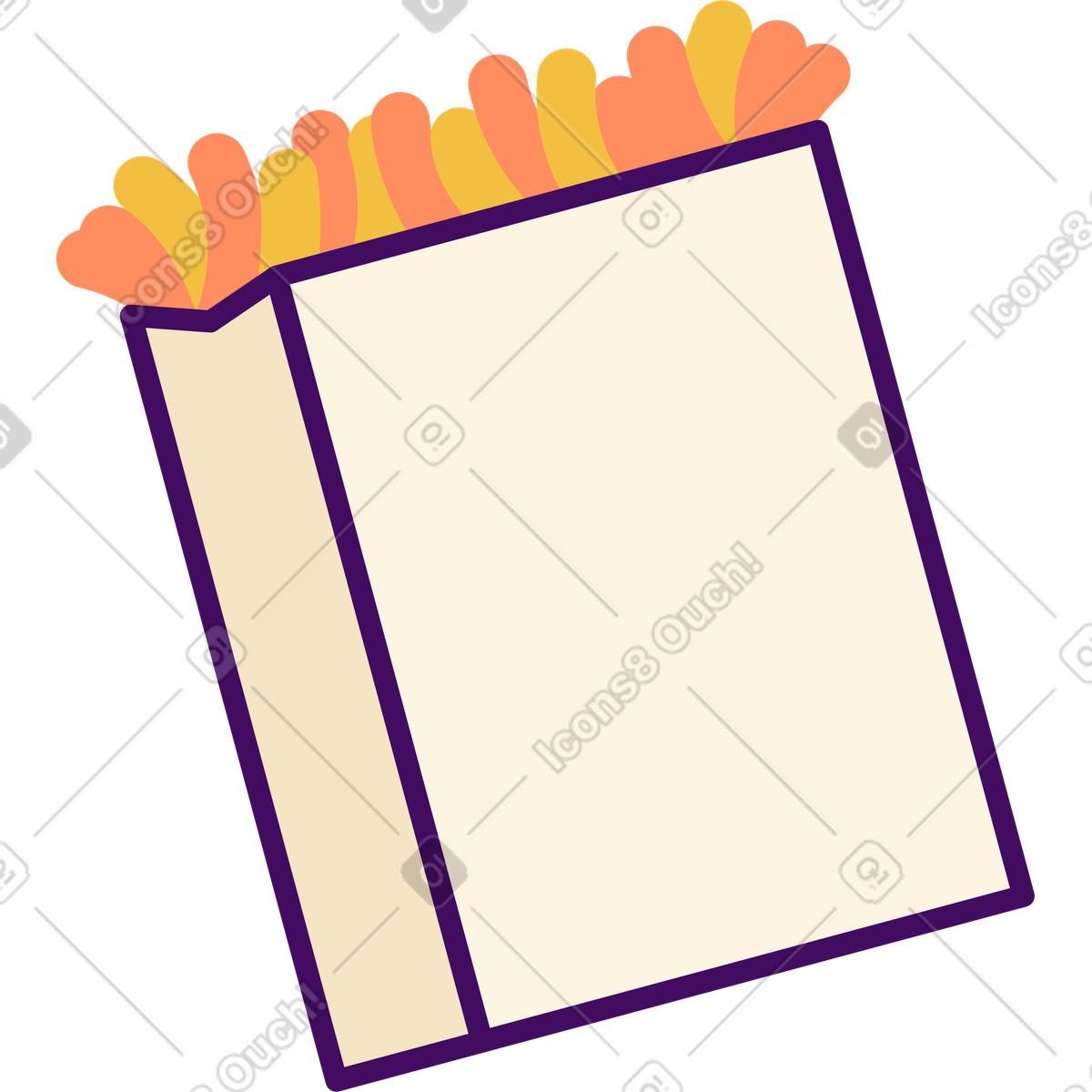 Illustration Frites avec boîte dans le style Simplistic à télécharger aux formats PNG, SVG