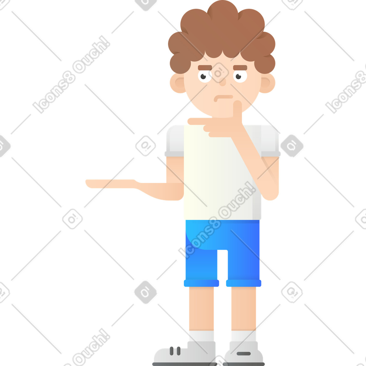 Thinking man illustration in Hugo style download in PNG, SVG