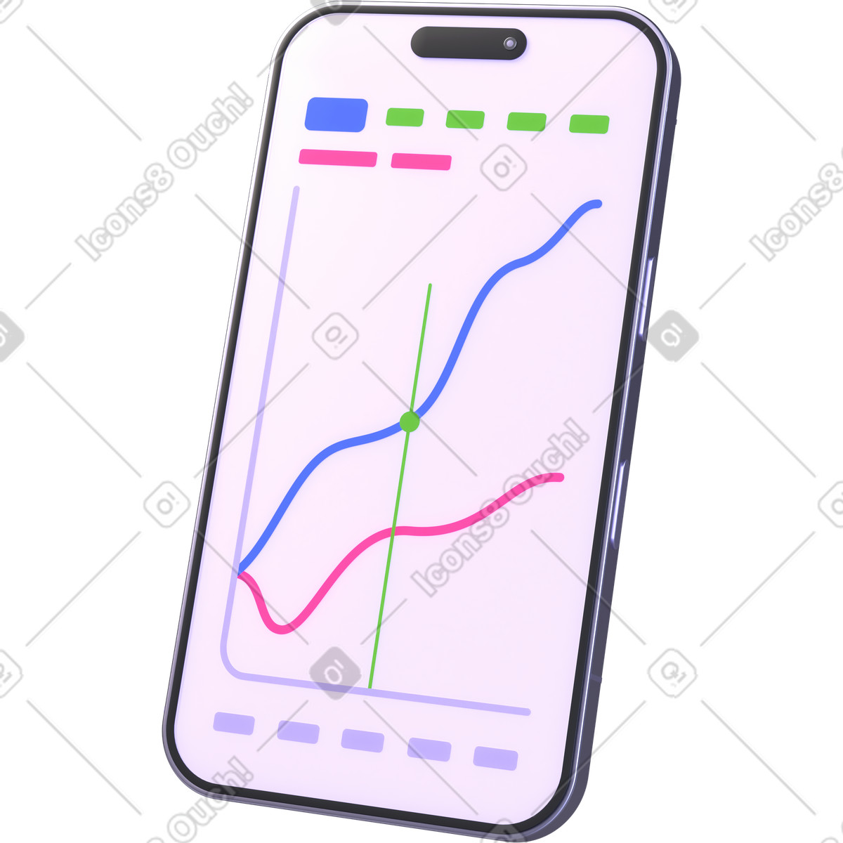 Growth analytics chart, Mobile performance graph, Data tracking visualization illustration in 3D Boost style download in PNG, SVG