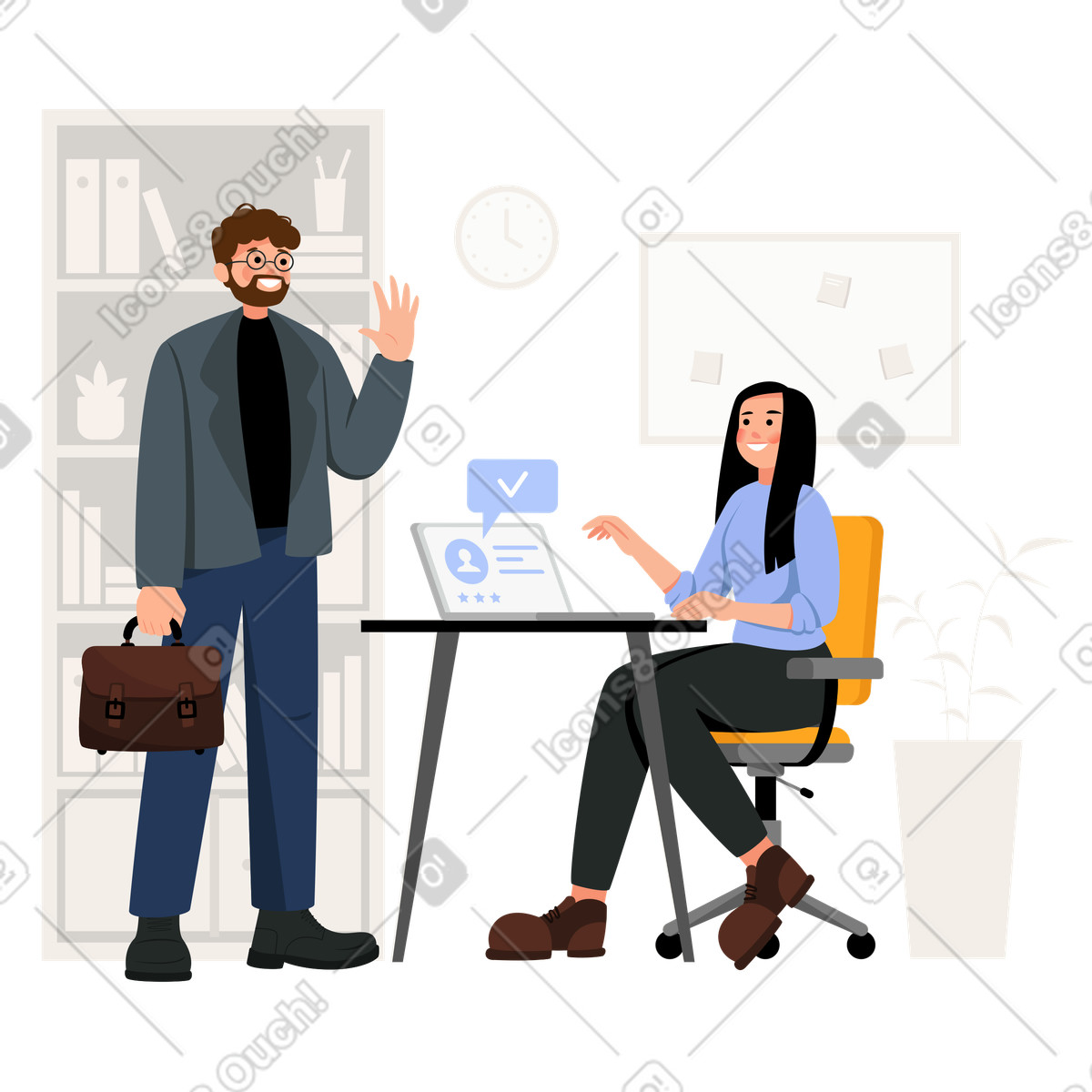 Illustration L'homme est embauché dans le style Lagom à télécharger aux formats PNG, SVG