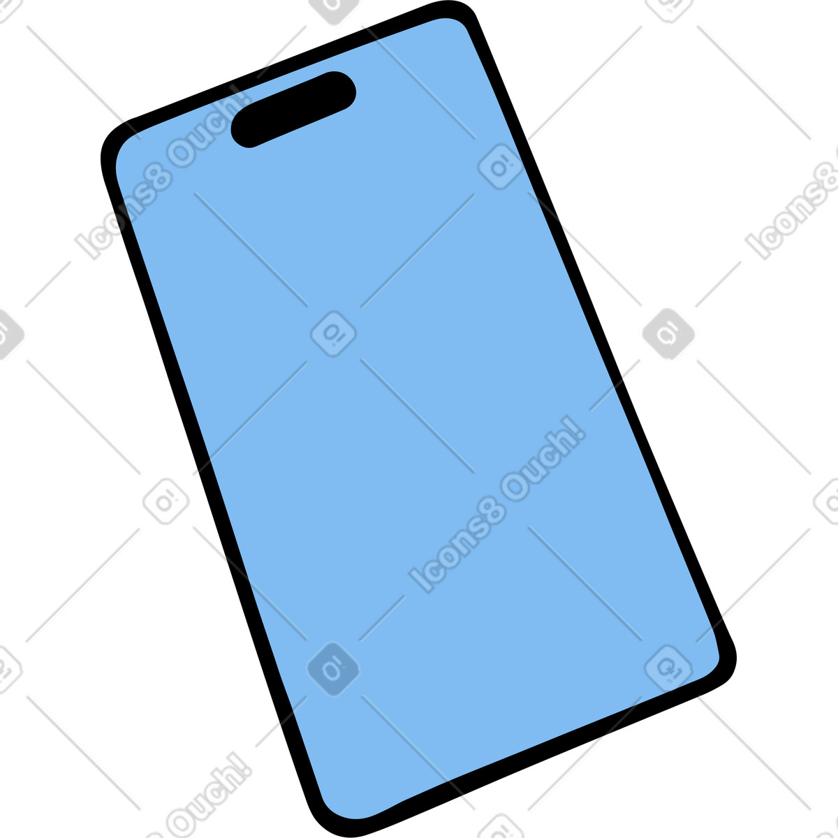Comic スタイルの 青い携帯電話 のイラストをPNG、SVG形式でダウンロード