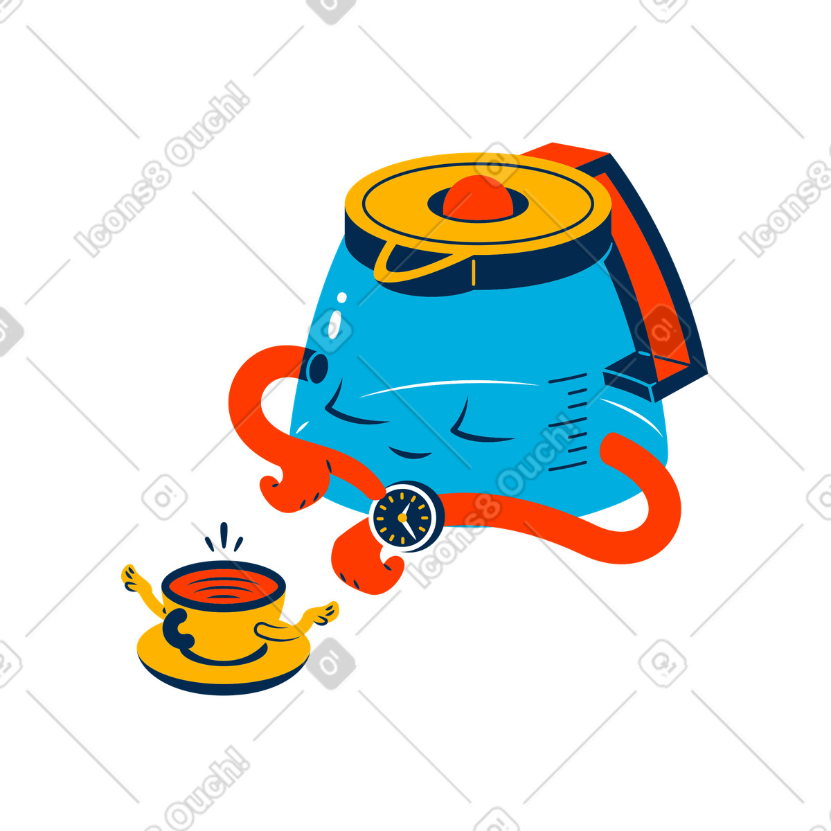 Waiting for coffee, Come back later or pause message illustration in PNG, SVG