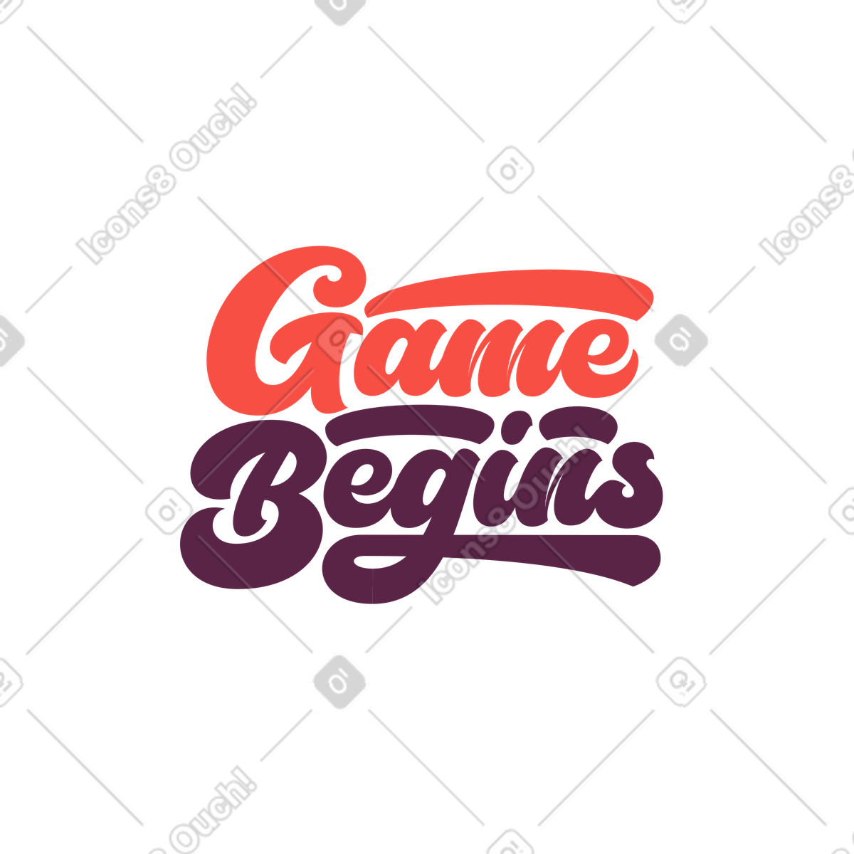 Illustration Lettering game begins dans le style Sammy à télécharger aux formats PNG, SVG
