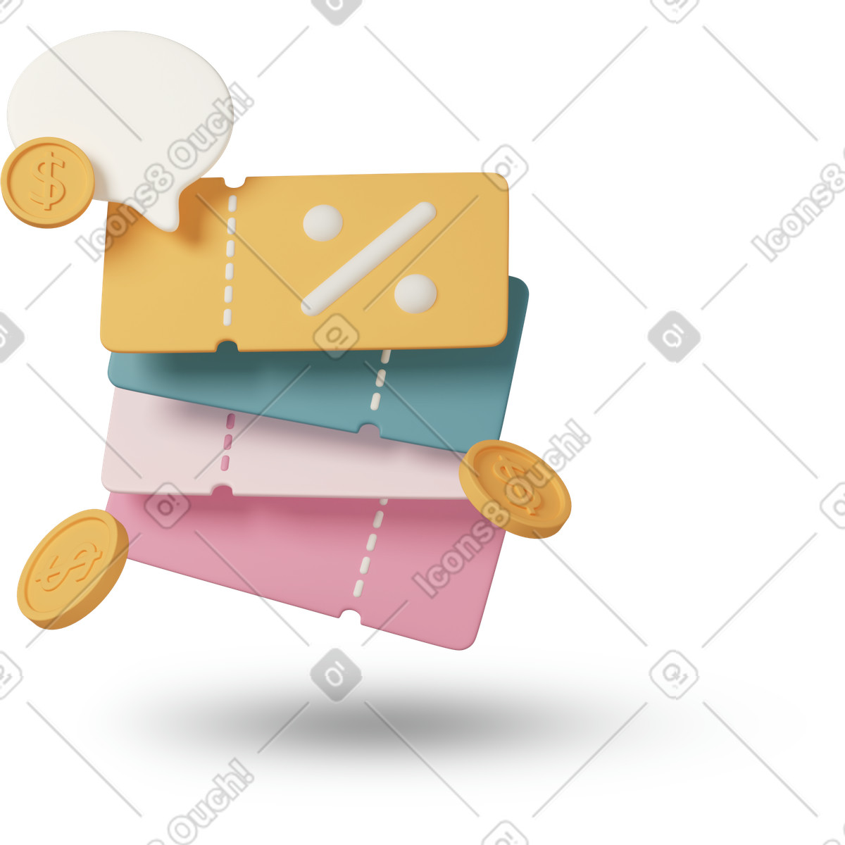 Ilustração de Set of discount coupons em no estilo 3D Casual life para baixar em PNG, SVG
