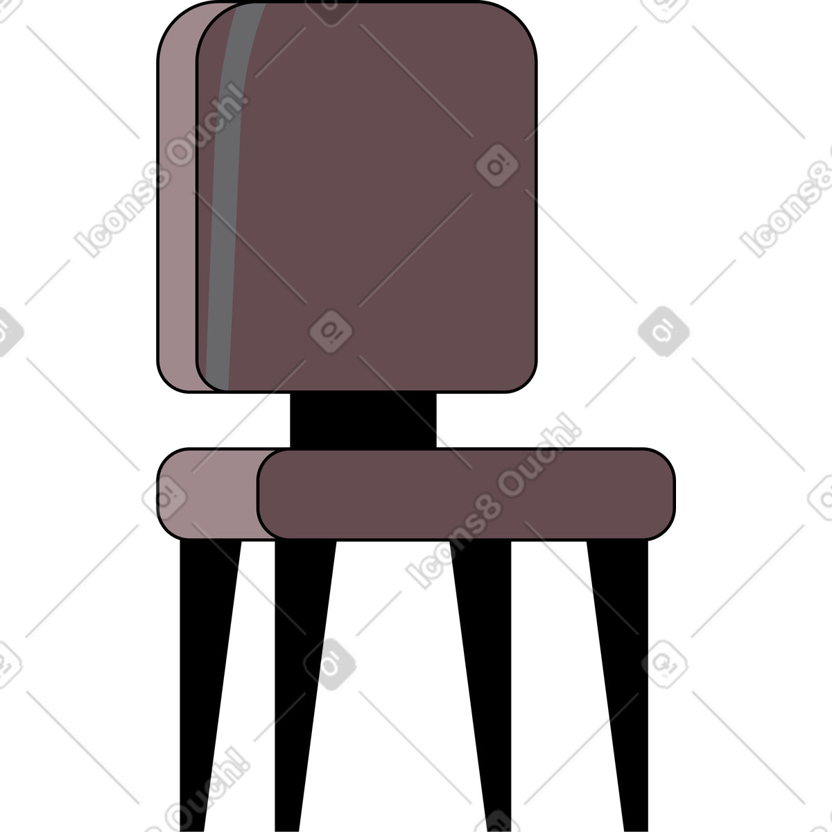 Wooden chair with padded seat-Illustration im Eastwood-Stil als Download in PNG, SVG