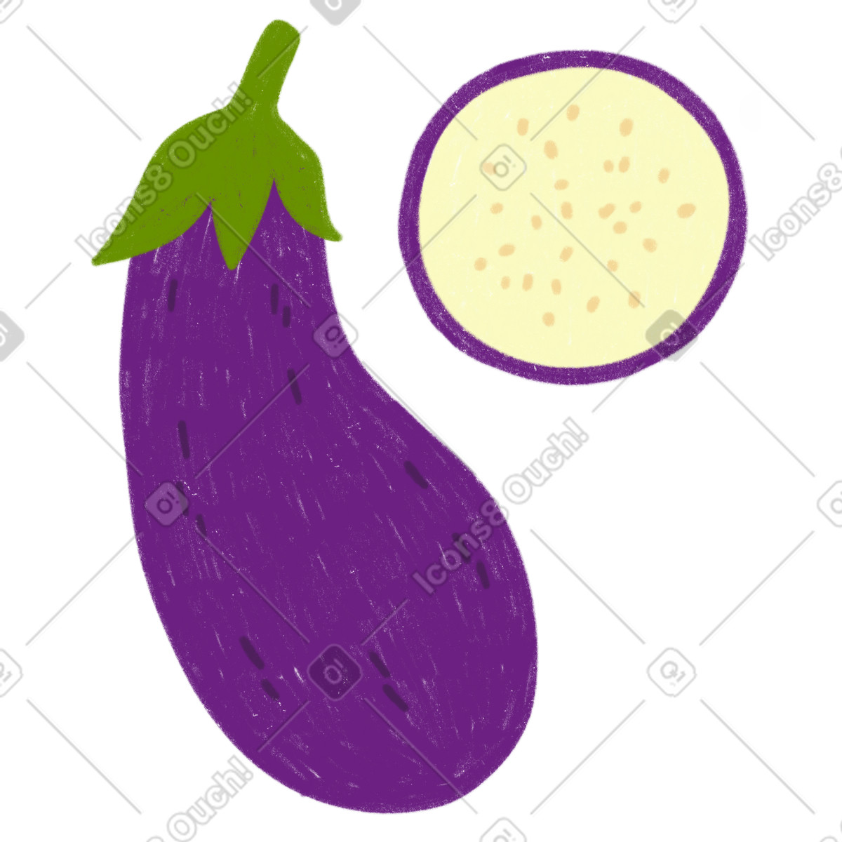 Eggplant and slice illustration in Cozy style download in PNG, SVG