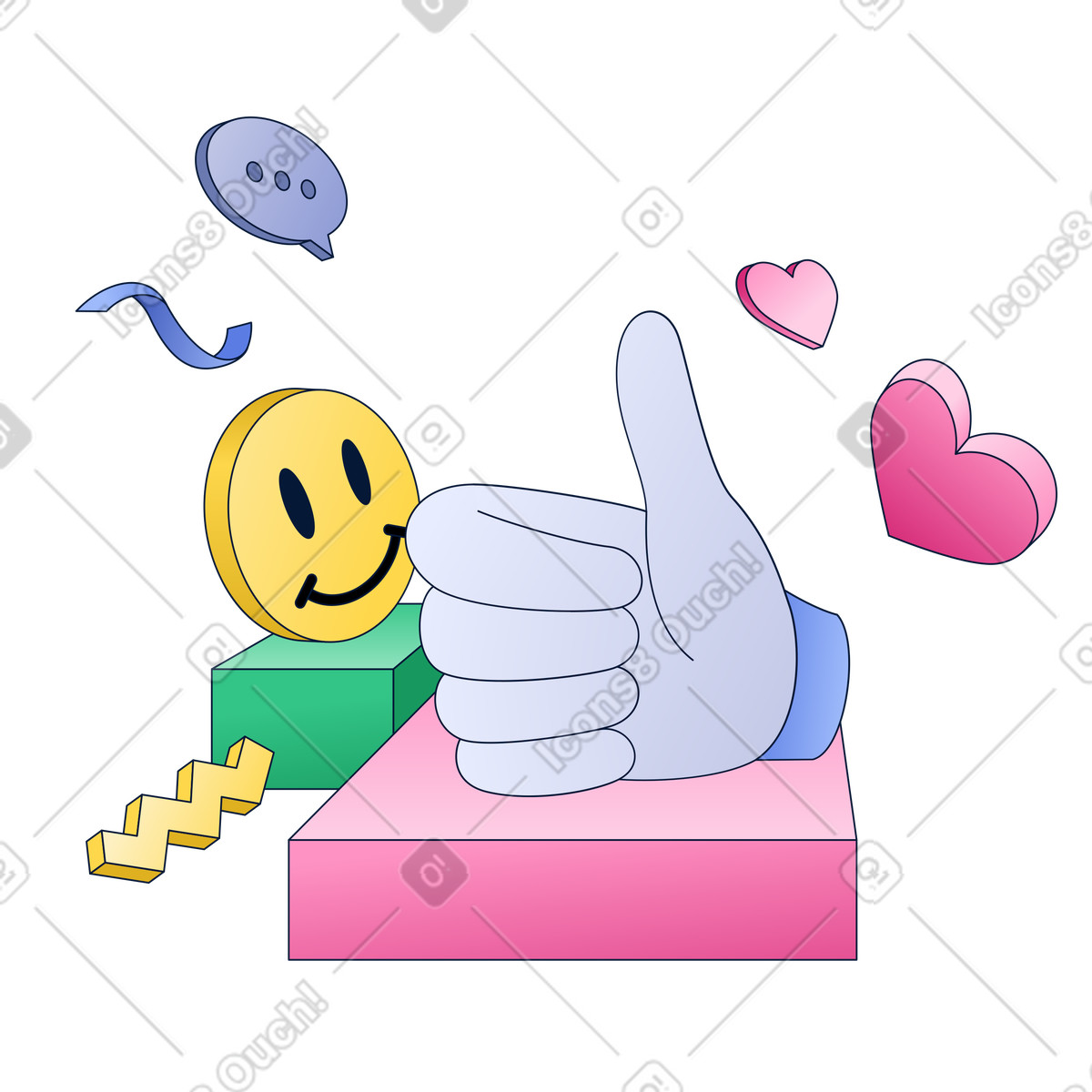 Ilustración Reacciones en las redes sociales estilo Neat a descargar PNG y SVG