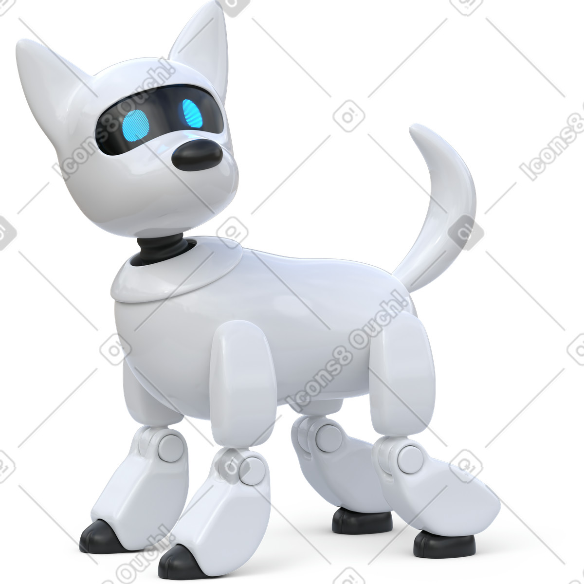 Front view of a robot dog looking aside illustration in 3D Business style download in PNG, SVG