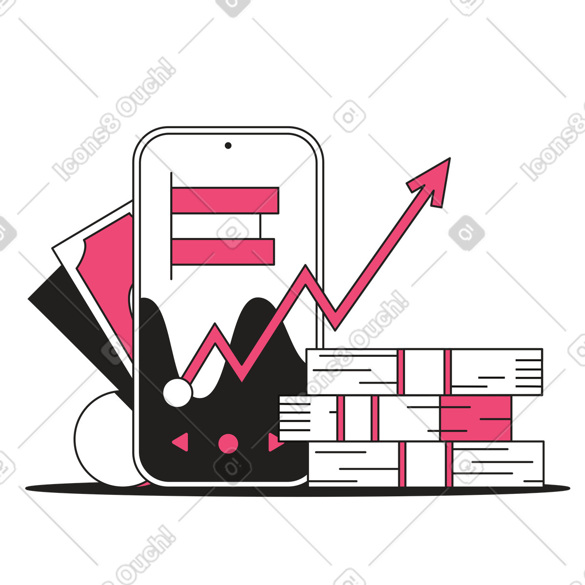 Illustration animée Augmentation de l'argent dans le style Dazzle Line à télécharger aux formats GIF, Lottie (JSON), AE