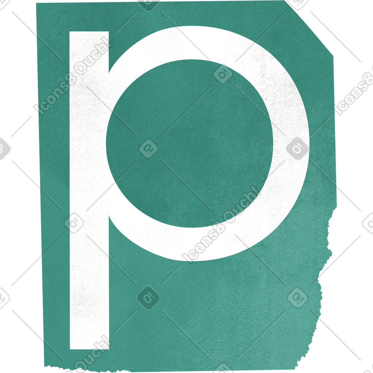 Ilustração de Collage lowercase letter p em no estilo Paper Cut para baixar em PNG, SVG