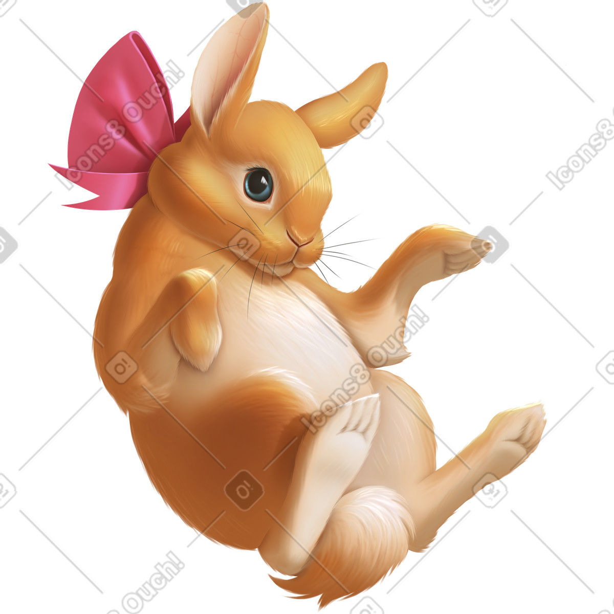 Rabbit with bow illustration in Props style download in PNG, SVG
