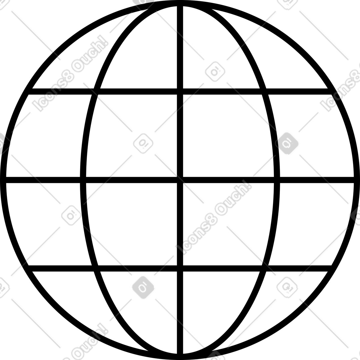 Notion Line Art スタイルの Globe outline with latitude and longitude lines for worldwide connection のイラストをPNG、SVG形式でダウンロード