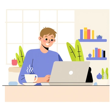 A person working on a laptop at a cafe with a cup of coffee by their side