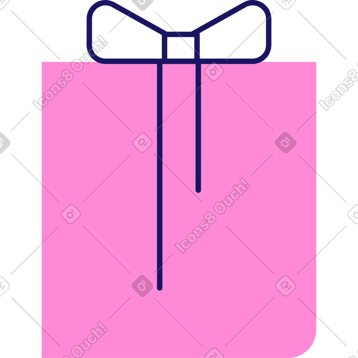 下载 Matey 风格的 带蝴蝶结的粉色礼物 插画，支持 PNG、SVG 格式