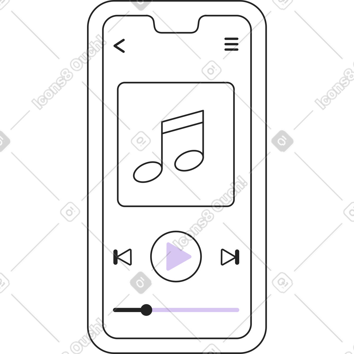 Mobile music illustration in Sammy Line style download in PNG, SVG