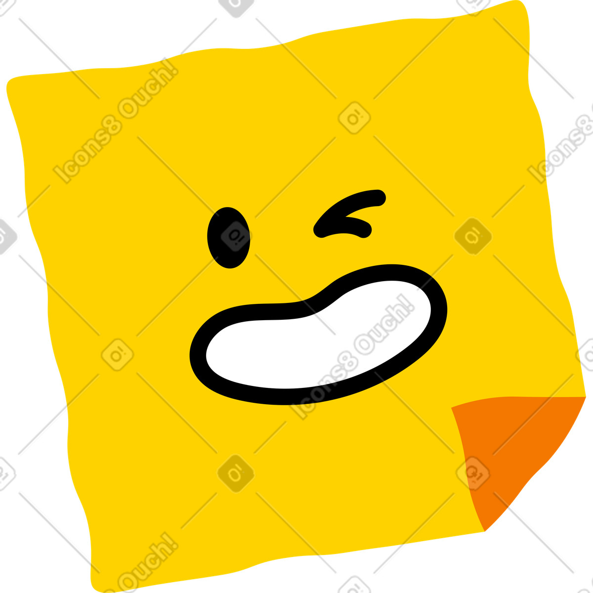 Sticker note with a face illustration in Giggle style download in PNG, SVG