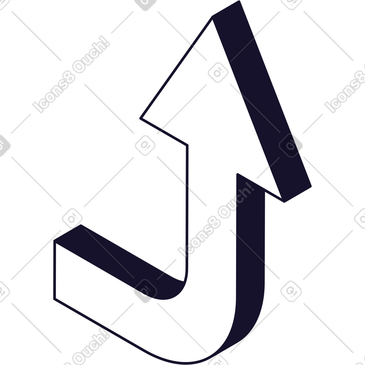Illustration Flèche courbée vers le haut dans style Node à télécharger aux formats PNG, SVG