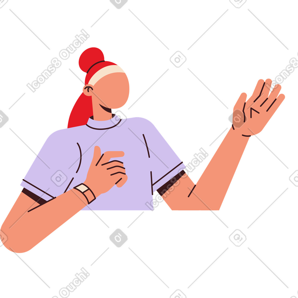 Ilustración Mujer joven con un moño en la cabeza estilo Folks a descargar PNG y SVG