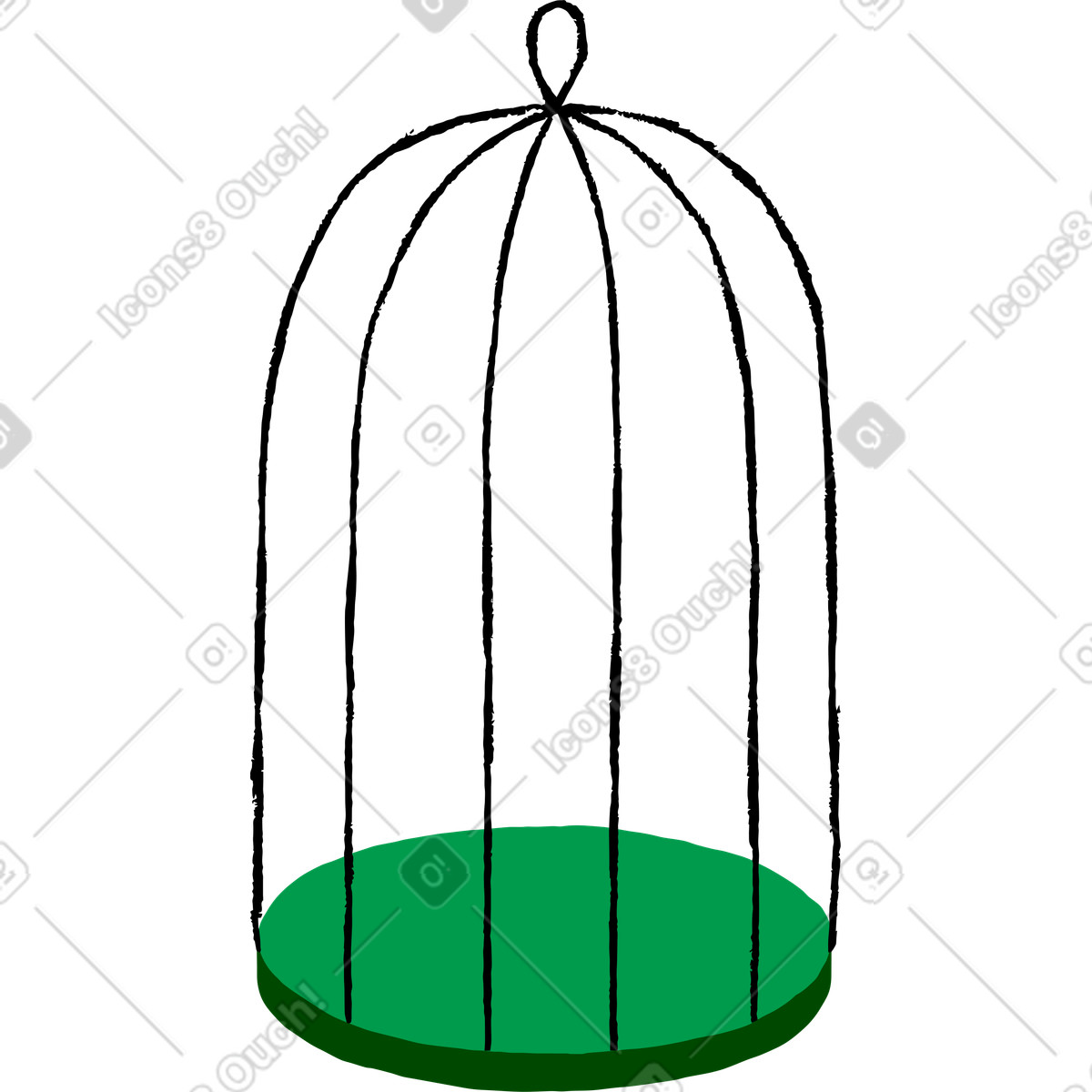 Birdcage illustration in Rush style download in PNG, SVG