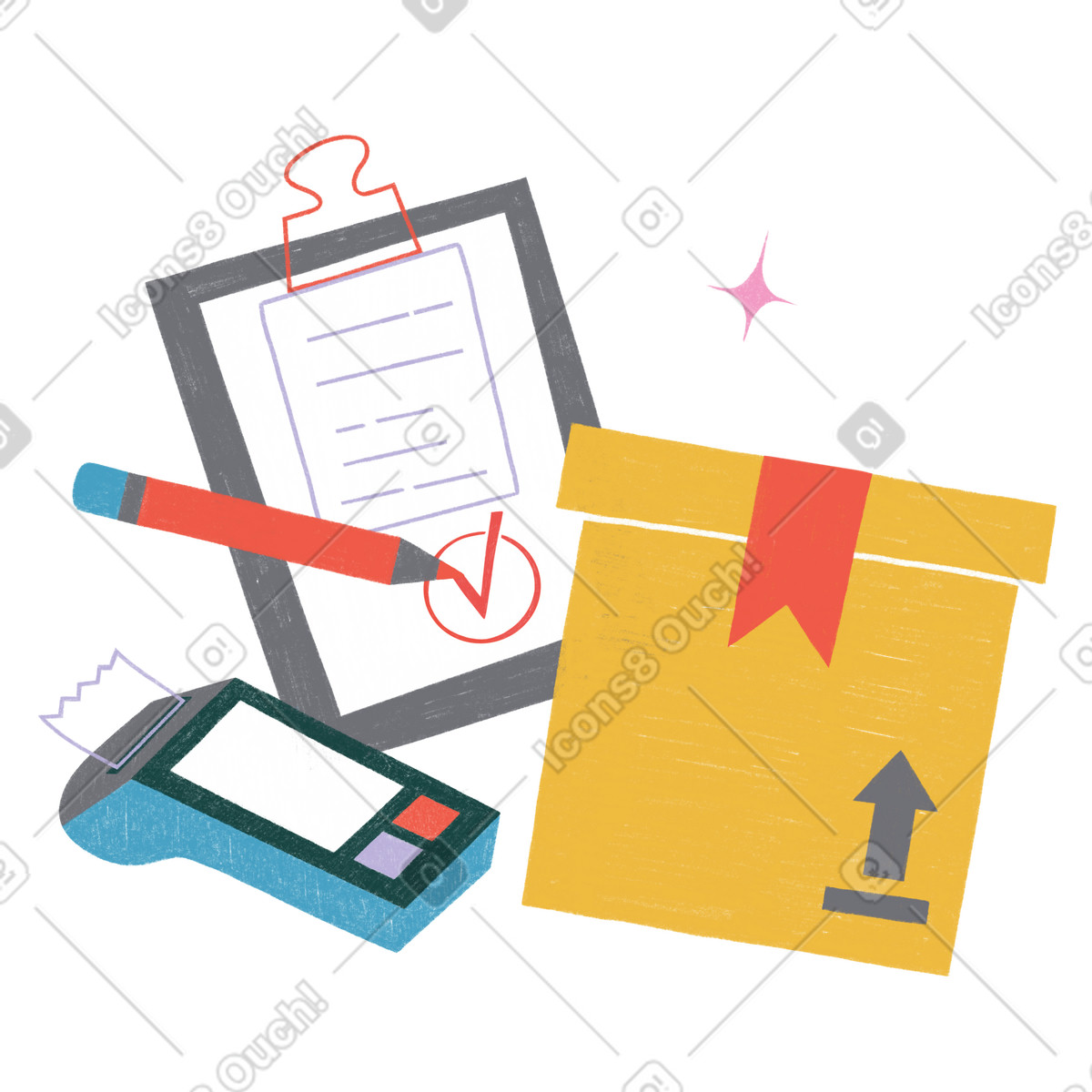Consegna dell'ordine completata illustrazione in stile Tutti scarica in PNG, SVG