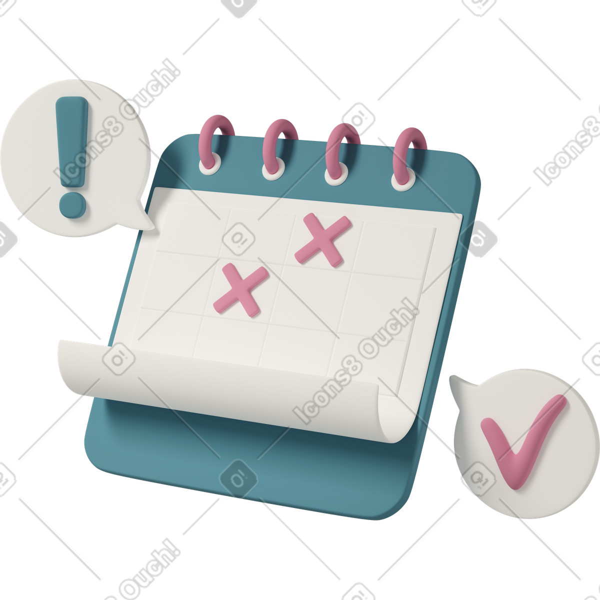 Ilustração de Calendar with notes and reminders em no estilo 3D Casual life para baixar em PNG, SVG
