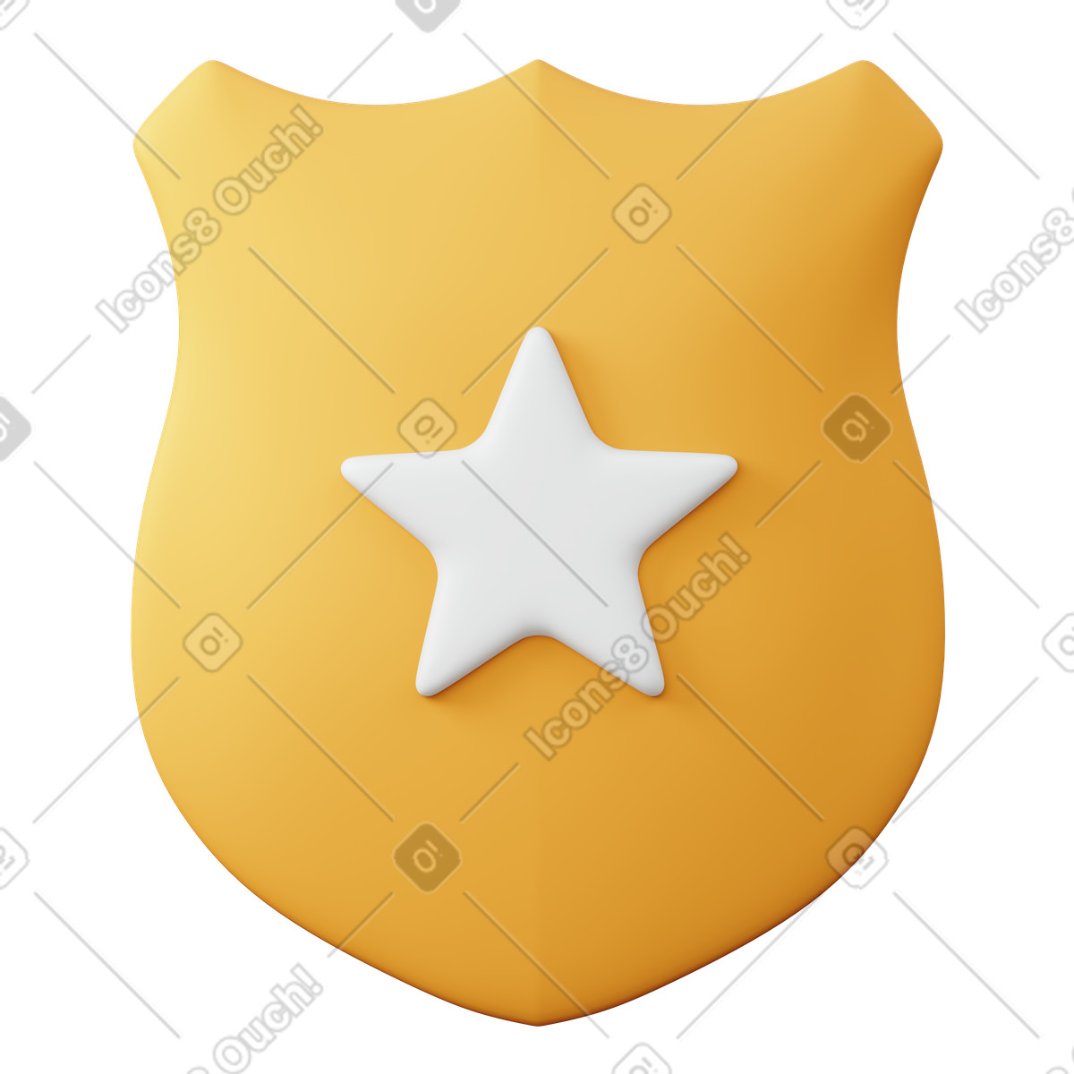 3D Sugary スタイルの Yellow police badge のイラストをPNG、SVG形式でダウンロード