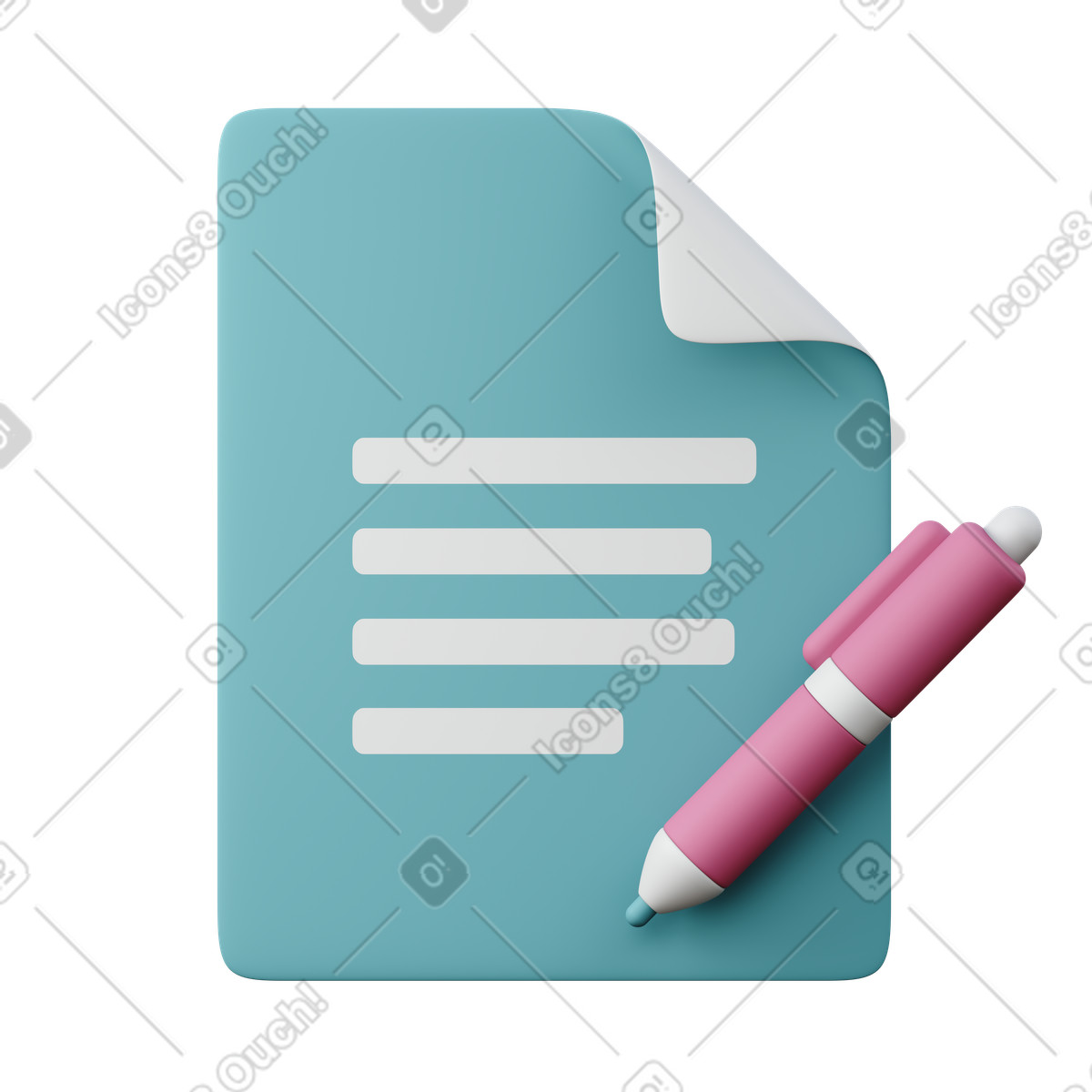 Dokumentsignierung-Illustration im 3D Sugary-Stil als Download in PNG, SVG