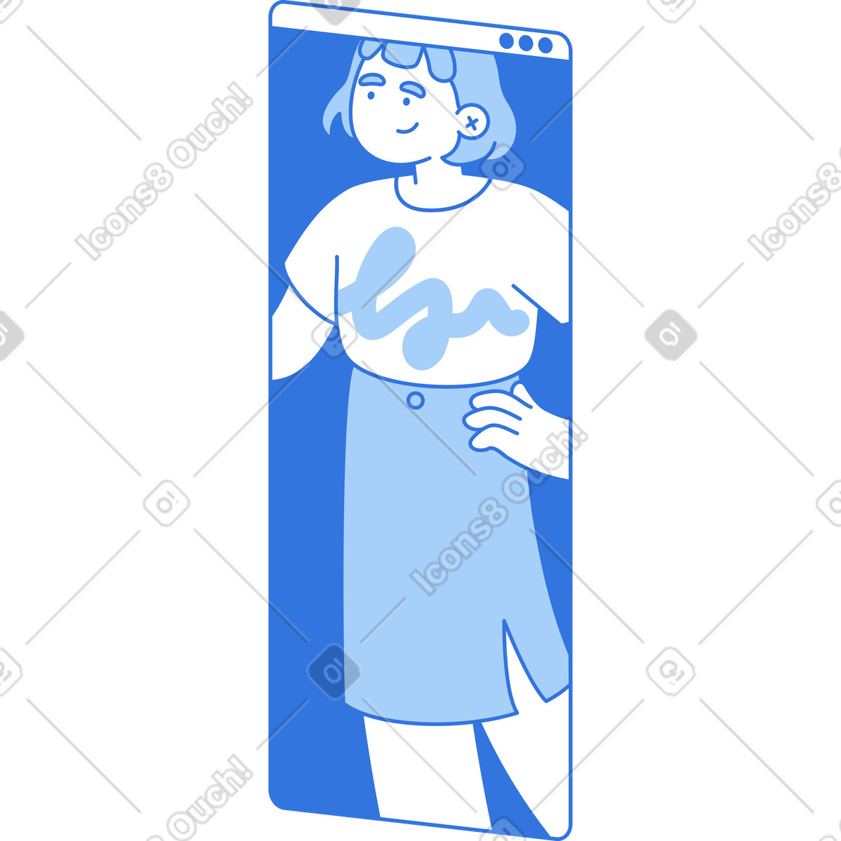 Frau im browser-Illustration Sky-Stil als Download in PNG, SVG