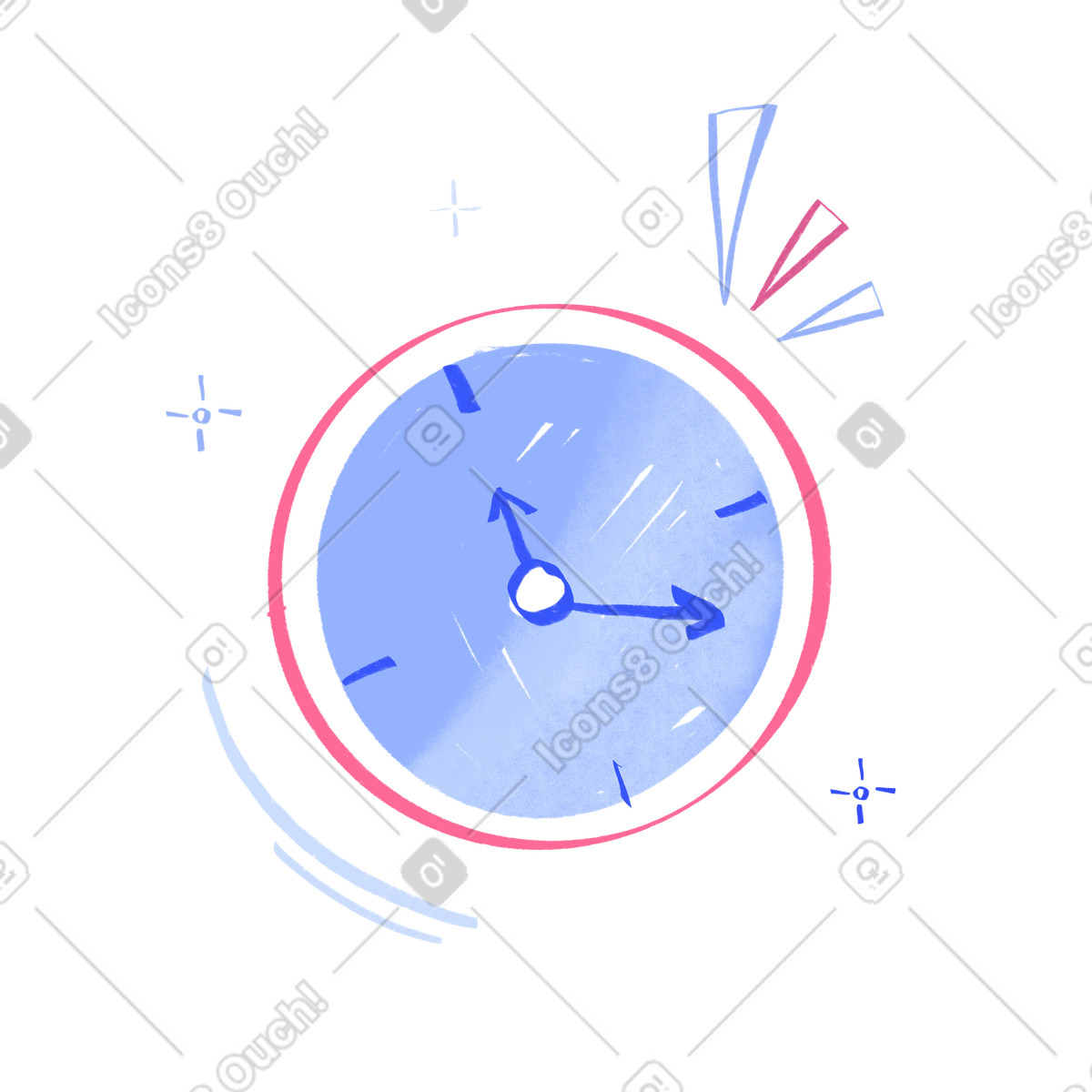 Quirky 스타일의 Big clock with graphic elements 일러스트레이션 PNG, SVG 다운로드